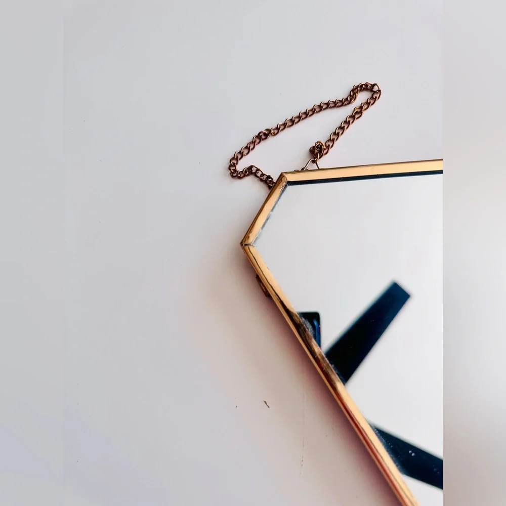 12” Vintage Gold Triangular Wall Mirror Contemporary Minimalist